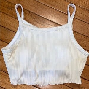 Hollister White Ribbed Cropped Swimsuit Top